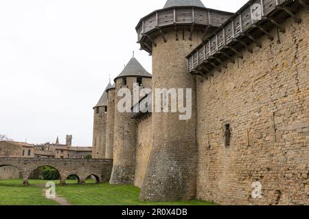 Mittelalterliche Burg und befestigte Stadt Carcassonne, Okzitanien, Frankreich Stockfoto
