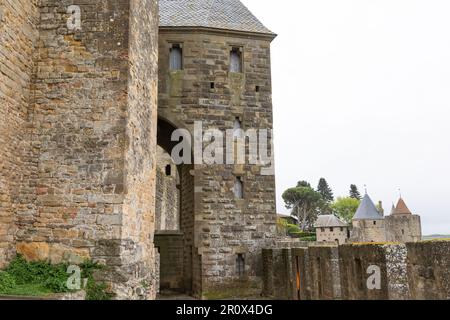 Mittelalterliche Burg von Carcassonne, befestigte Stadt in Frankreich Stockfoto