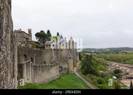 Mittelalterliche Burg und befestigte Stadt Carcassonne, Okzitanien, Frankreich Stockfoto