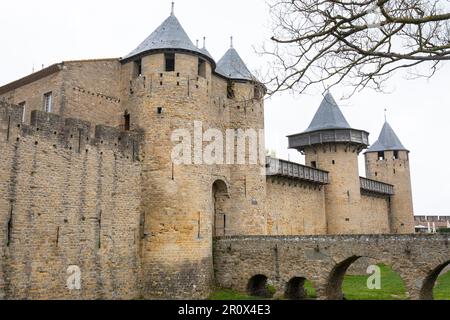 Mittelalterliche Burg und befestigte Stadt Carcassonne, Okzitanien, Frankreich Stockfoto