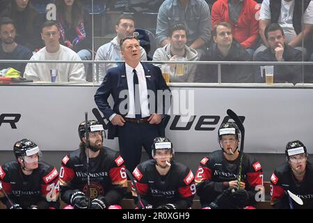 München, Deutschland. 09. Mai 2023. Bundestrainer Harold KREIS (GER). Deutschland (GER)-USA nationale Eishockeymannschaft, Länderspiel am 9. Mai 2023 in München testen? Kredit: dpa/Alamy Live News Stockfoto