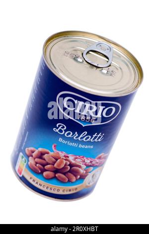 Dose mit Cirio-Borlotti-Bohnen Stockfoto