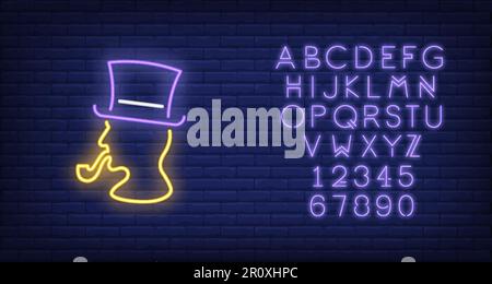 Silhouette eines Mannes mit Hut und Pipe-Neon-Zeichen Stock Vektor
