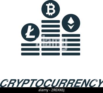 Symbol für Kryptowährung. Einfarbiges einfaches Schild aus der Blockchain-Kollektion. Kryptowährungssymbol für Logo, Vorlagen, Webdesign und Infografiken. Stock Vektor