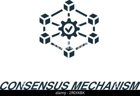 Symbol für Konsensmechanismus. Einfarbiges einfaches Schild aus der Blockchain-Kollektion. Symbol für Konsensmechanismus für Logo, Vorlagen, Webdesign und Infografiken Stock Vektor