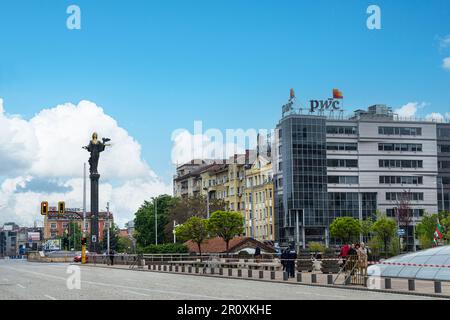 Sofia, Bulgarien. Mai 2023. Statue der Sveta Sofia auf dem Boulevard Todor Alexandrov im Stadtzentrum Stockfoto