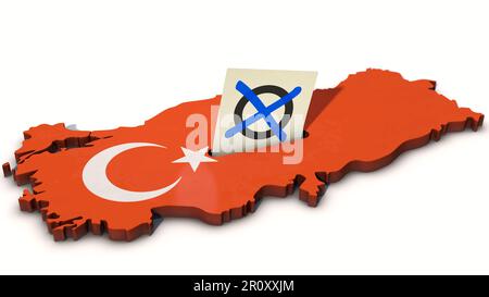 Stimmkreuz auf dem Stimmzettel - Wahlen in der Türkei Stockfoto