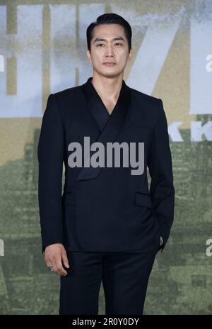 10. Mai 2023 – Seoul, Südkorea: Südkoreanischer Schauspieler Song Seung-heon, Fotoanruf für die Netflix-Serie Film Black Knight Pressekonferenz am 10. Mai 2023 in Seoul, Südkorea. Der Film wird am 12. Mai eröffnet. (Foto: Lee Young-ho/Sipa USA) Stockfoto