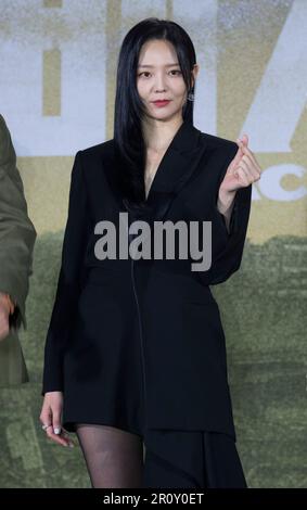 10. Mai 2023 – Seoul, Südkorea: Südkoreanische Schauspielerin Esom, Fotoanruf für die Pressekonferenz des Schwarzen Ritters der Netflix-Serie am 10. Mai 2023 in Seoul, Südkorea. Der Film wird am 12. Mai eröffnet. (Foto: Lee Young-ho/Sipa USA) Stockfoto