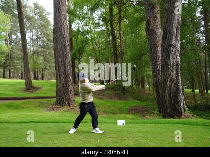 Brendan Lawlor schlägt am 3. Am ersten Tag eines der G4D Open im Woburn Golf Club, Milton Keynes, ab. Bilddatum: Mittwoch, 10. Mai 2023. Stockfoto