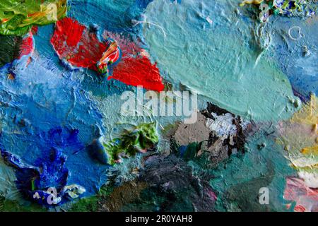 Detail gemischter Farben in einer Farbpalette Stockfoto