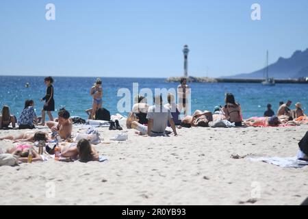 Cannes, Frankreich. 10. Mai 2023. Illustration vor dem Internationalen Filmfestival 76. in Cannes im Palais des Festivals in Cannes, Südfrankreich am 02. Mai 2023. Foto: Lionel Urman/ABACAPRESS.COM Kredit: Abaca Press/Alamy Live News Stockfoto