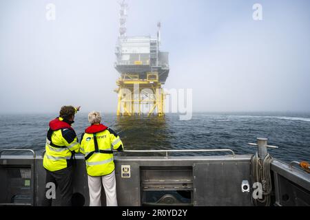 NORDSEE - 10/05/2023, Umspannwerk (Steckdose) für Offshore-Windparks. Dadurch wird Windenergie von den Windparks zum Festland transportiert. ANP JEROEN JUMELET niederlande raus - belgien raus Stockfoto