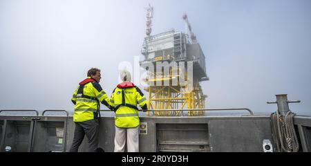 NORDSEE - 10/05/2023, Umspannwerk (Steckdose) für Offshore-Windparks. Dadurch wird Windenergie von den Windparks zum Festland transportiert. ANP JEROEN JUMELET niederlande raus - belgien raus Stockfoto