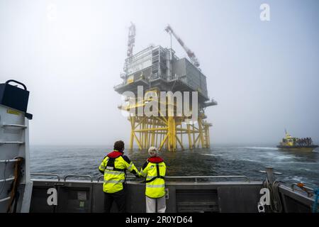 NORDSEE - 10/05/2023, Umspannwerk (Steckdose) für Offshore-Windparks. Dadurch wird Windenergie von den Windparks zum Festland transportiert. ANP JEROEN JUMELET niederlande raus - belgien raus Stockfoto