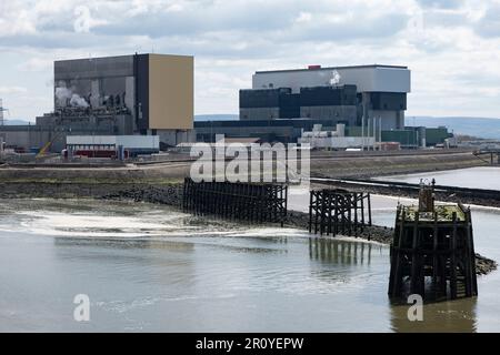 Die Kernkraftwerke Heysham 1 und 2 liegen an der Küste in Lancashire England. Heysham ist der einzige Standort im Vereinigten Königreich, an dem zwei Kernreaktoren betrieben werden. Stockfoto