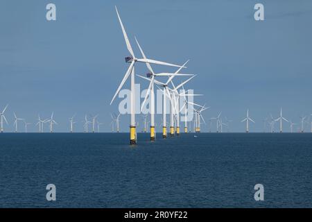 Die Barrow Offshore Windfarm vor der Nordwestküste Englands Stockfoto