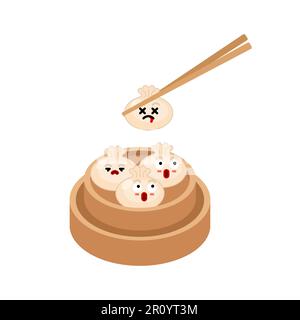Süße chinesische Knödel in der Schüssel. Vektordarstellung Stock Vektor