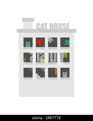 Katzenhaus. Unterschlupf für Katzen. Vektordarstellung Stock Vektor