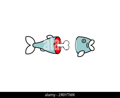 Fische und Knochen isoliert. Vektordarstellung Stock Vektor