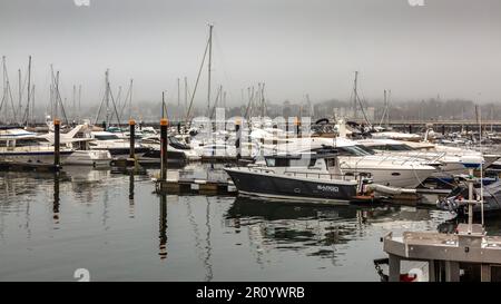 Torquay Harbour und Marina an einem Regentag. Stockfoto