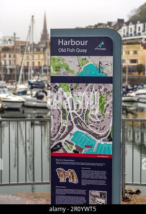 Torquay Harbour und Marina an einem Regentag. Stockfoto