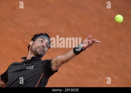 Rom, Italien. 10. Mai 2023. Fabio Fognini aus Italien während seines Spiels gegen Andy Murray aus Großbritannien beim Internazionali BNL d'Italia Tennis Turnier im Foro Italico in Rom am 10. Mai 2023. Kredit: Insidefoto di andrea staccioli/Alamy Live News Stockfoto