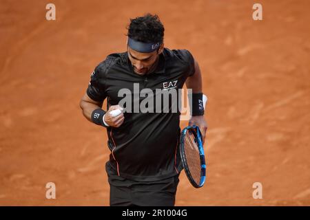 Rom, Italien. 10. Mai 2023. Fabio Fognini aus Italien während seines Spiels gegen Andy Murray aus Großbritannien beim Internazionali BNL d'Italia Tennis Turnier im Foro Italico in Rom am 10. Mai 2023. Kredit: Insidefoto di andrea staccioli/Alamy Live News Stockfoto