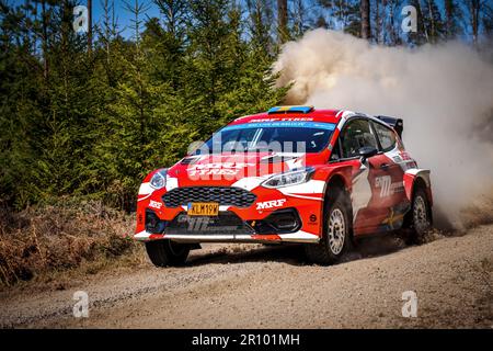 Tingsryd, Schweden, 10. Mai 2023 MRF Tyres Dealer Team und Team GN Motorsport während der Tests vor der FIA European Rally Championship in Polen. Pontus Tideman mit Mitfahrerin Julia Thulin Credit: PEO Mšller/Alamy Live News Stockfoto