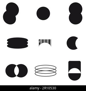 Schweizer bauhaus Y2K brutalistische Elemente. Abstrakte geometrische Formen, zeitgenössische Figuren. Vektor-memphis-Design, primitives Elementset Stock Vektor