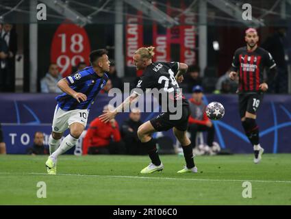 Mailand, Italien. 10. Mai 2023. Halbfinale der UEFA Champions League, erste Etappe, Fußballspiel zwischen AC Milan und FC Internazionale Credit: Nderim Kaceli/Alamy Live News Stockfoto