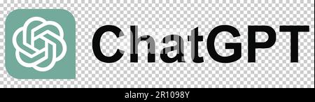 Beliebtes ChatGPT AI Chatbot-Logo. Design kann für Web- und mobile Apps verwendet werden. Editorial Vektorsymbol isoliert auf transparentem Hintergrund Stock Vektor