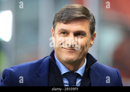 Stadio San Siro, Mailand, Italien, 10. Mai 2023; Champions League Football, Halbfinale, erste Etappe, AC Mailand gegen Inter Mailand; argentinischer Javier Zanetti Stockfoto