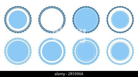 Runde Briefmarkenzeichen gesetzt. Form, Sternmarke. Circle Signs Kollektion. Einfache Illustration Stock Vektor