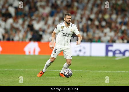 Madrid, Spanien. 9. Mai 2023. Nacho (Real) Fußball/Fußball : Halbfinale der UEFA Champions League 1.-Spiel zwischen Real Madrid CF 1-1 Manchester City FC im Estadio Santiago Bernabeu in Madrid, Spanien . Kredit: Mutsu Kawamori/AFLO/Alamy Live News Stockfoto