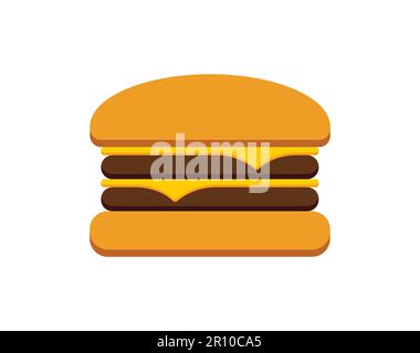 Klassische einfache Hamburger Doppel Cheeseburger Fast Food Burger Symbol Silhouette Symbol Vektor isoliert auf weißem Hintergrund Stock Vektor
