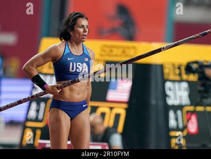 Jennifer SUHR nimmt an der Stabhochschule bei den Athletik-Weltmeisterschaften 2019 in Doha Teil. Stockfoto