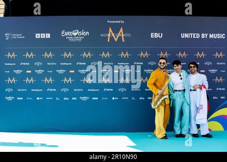 Der Türkisfarbene Teppich Liverpool 2023. Die Künstler des Eurovision Song Contest 2023, die an der Turquoise Carpet Veranstaltung in St. George's Hall, Liverpool, teilnahmen Stockfoto