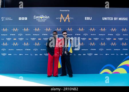 Der Türkisfarbene Teppich Liverpool 2023. Die Künstler des Eurovision Song Contest 2023, die an der Turquoise Carpet Veranstaltung in St. George's Hall, Liverpool, teilnahmen Stockfoto