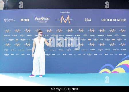 Der Liverpool 2023 Türkisfarbene Teppich ... Die Künstler des Eurovision Song Contest 2023 , die an der Turquoise Carpet Veranstaltung in St. George's Hall , Liverpool , teilnahmen . Stockfoto