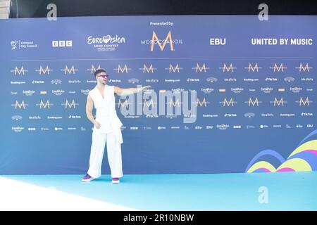 Der Liverpool 2023 Türkisfarbene Teppich ... Die Künstler des Eurovision Song Contest 2023 , die an der Turquoise Carpet Veranstaltung in St. George's Hall , Liverpool , teilnahmen . Stockfoto