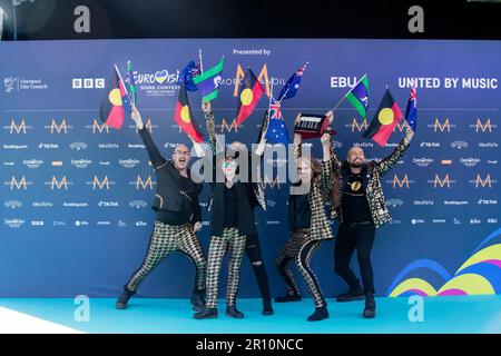 Der Türkisfarbene Teppich Liverpool 2023. Die Künstler des Eurovision Song Contest 2023, die an der Turquoise Carpet Veranstaltung in St. George's Hall, Liverpool, teilnahmen Stockfoto