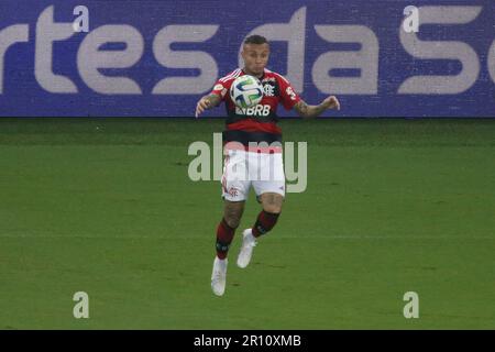 Rio de Janeiro, Brasilien, 10. Mai 2023. Everton Cebolinha von Flamengo, während des Spiels zwischen Flamengo und Goias für die brasilianische Serie A 2023, am 10. Mai im Maracana Stadium in Rio de Janeiro. Foto: Daniel Castelo Branco/DiaEsportivo/Alamy Live News Stockfoto