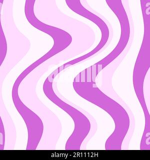 Groovy Waves Nahtloses Muster. Psychedelischer vertikaler gekrümmter Vektorhintergrund im 1970er Hippie Retro-Stil für den Druck auf Textilien, Geschenkpapier Stock Vektor