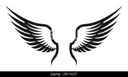 Angel Wings, Bird Wings Sammlung Cartoon handgezeichnete Vektordarstellung. Logo, Symbol Stock Vektor