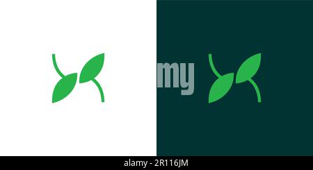 Einzigartiges und natürliches X-Blatt-Logo Stock Vektor