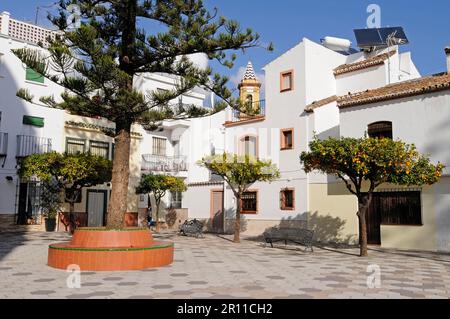 Plaza del Reloj, Platz des Uhrenturms, Altstadt, Estepona, Provinz Malaga, Costa del Sol, Andalusien, Spanien Stockfoto