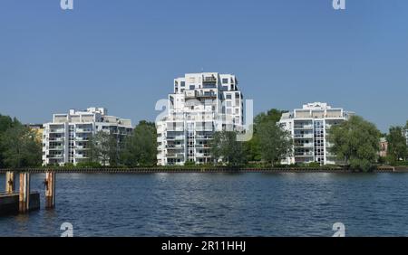 Neue Gebäude, Wohnungen, Alt-Stralau, Friedrichshain, Berlin, Deutschland Stockfoto