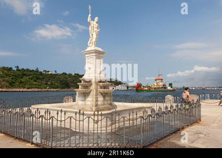 Neptune Monument am Hafeneingang, Havanna, Kuba Stockfoto