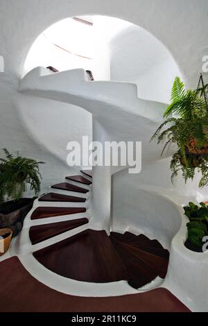 Wendeltreppe am Aussichtspunkt Mirador del Rio, Risco de Famara, Haria, Lanzarote, Kanarische Inseln, Spanien Stockfoto